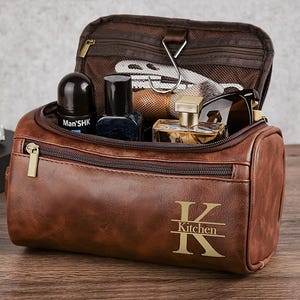Neceser de viaje multifuncional para hombre, portátil, de poliuretano, impermeable, con láser personalizado, para artículos de tocador