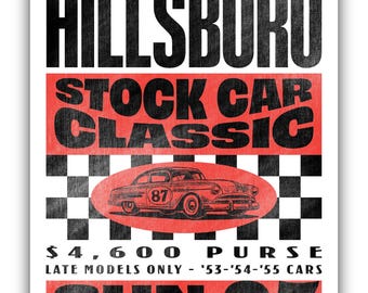 Vintage Stock Car Classic Poster – Retro Racing Wall Art – North Carolina Speedway – Vintage Motorsport Garage Decor – Race Car Poster