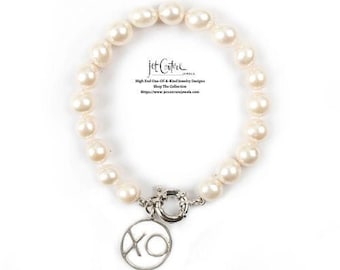 Classic Pearl Bracelet With Silver Clasp, Real Freshwater Pearl Charm Bracelet, Layering Pearl Bracelet Womens Jewelry