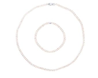 Baby Pearl Necklace & Bracelet Set, First Birthday Keepsake Gift, Children’s Cultured Pearls