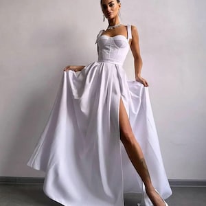 White Prom Princess Dress, Bridesmaid Dress, Maxi Dress for Parties, Formal luxury dress, Gala Dress