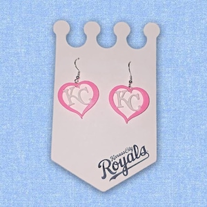 Kansas City Royals Heart Earrings – Handmade KC Baseball Fan Jewelry – Multiple Colors Available