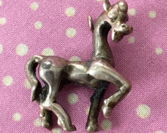 Horse charm sterling silver loop vintage OoAK hand made animal
