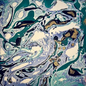 Original painting 6x6 in, enamel on cancasette paper, abstract, small original art