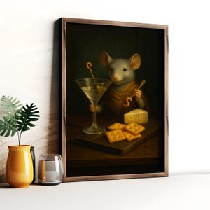 Czerwone wino i spaghetti wydruk ścienny – Fantazyjny obraz olejny do kuchni, zabawny plakat z jedzeniem, wystrój zabytkowego wózka barowego, pobieranie cyfrowe