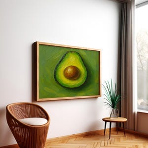 Avocado Wandbild Küche – Ölmalerei Poster, Vintage Food Art, Bunte Bar Cart Dekoration, Stillleben Druck für Landhausstil