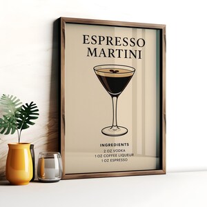 Espresso Martini Wall Art Print – Minimalist Cocktail Poster, Modern Bar Cart Decor, Signature Drink Printable, Digital Download