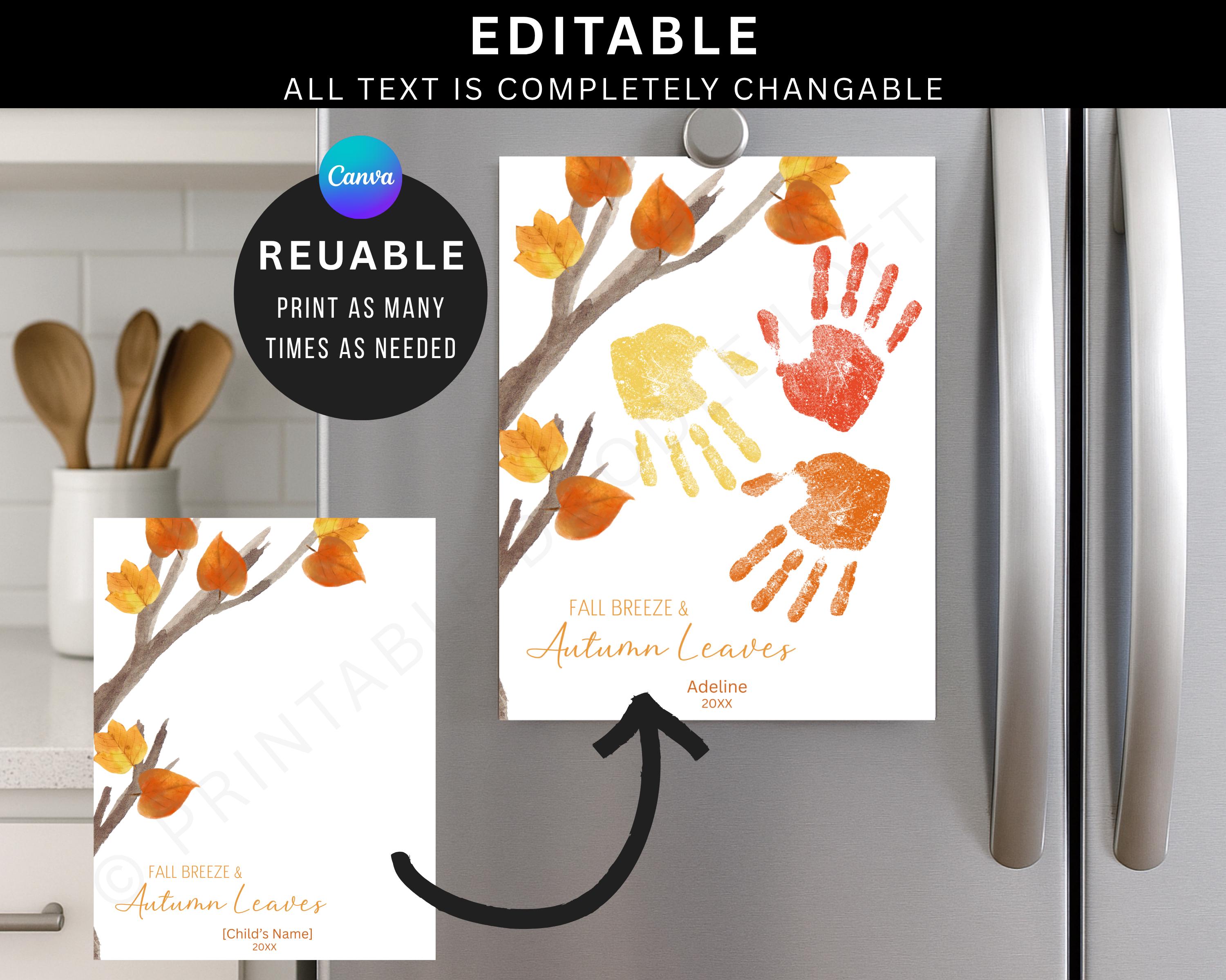 Fall Leaves Handprint Art Printable - Autumn Tree Craft Template for ...