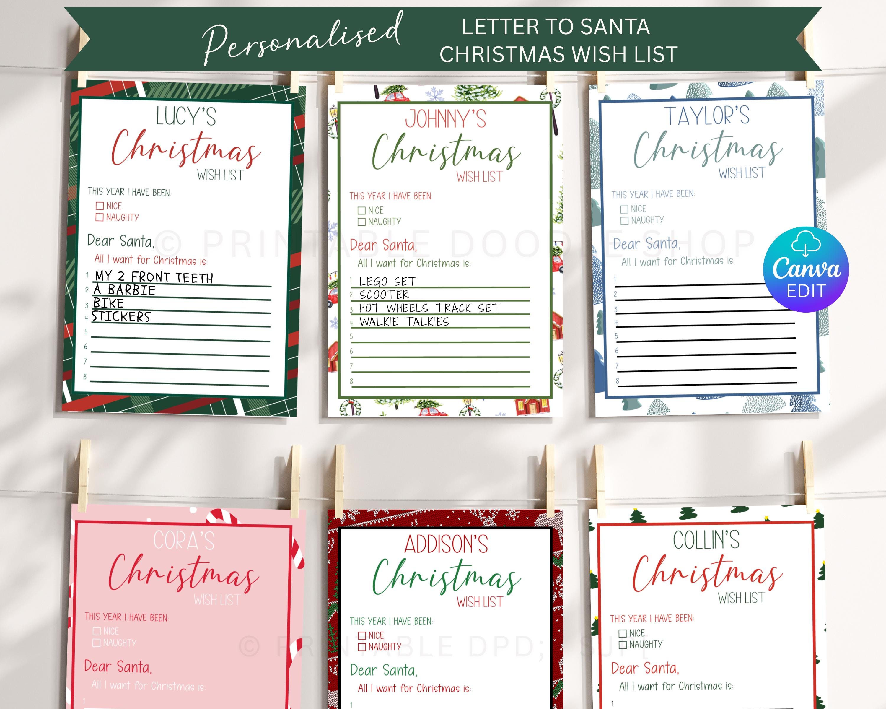 Printable Letters to Santa Bundle - Editable Christmas Wish List for ...