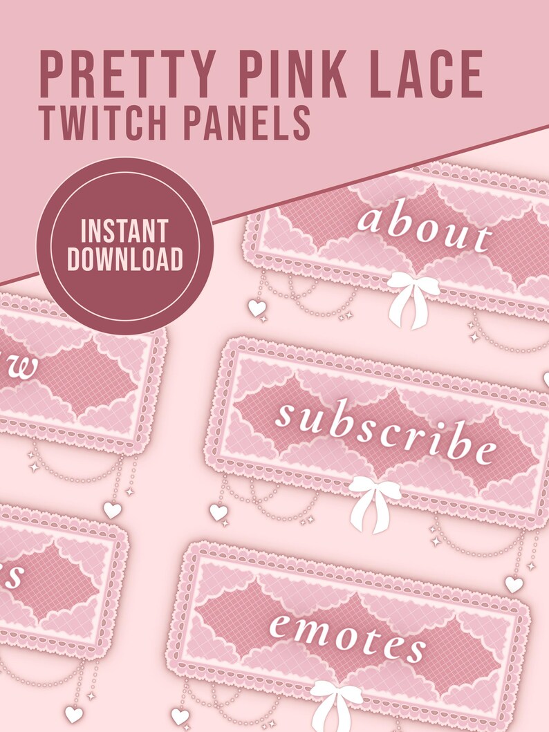 24x Pretty Pink Lace Twitch Panels - Etsy