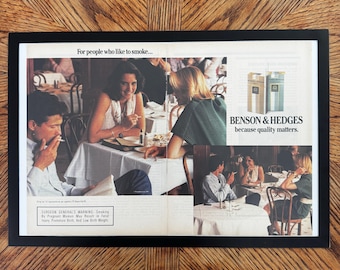Benson & Hedges Because Quality Matters Vintage Cigarette Ad Dining