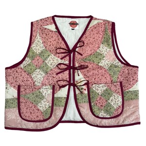 Colete acolchoado tamanho XL com estampa floral geométrica (remodelado)