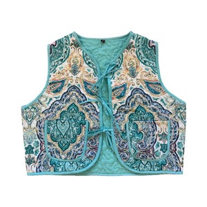 Turquoise Medallion Medium Quilted Vest Rework