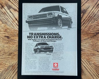Dodge Omni and Charger Transmissions No Extra Charge Vintage Ad