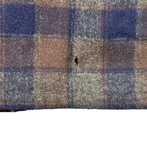 Vintage Pendleton wollen geruite jas met rits en corduroy kraag, marineblauw/bruin, herenmaat L afbeelding 4