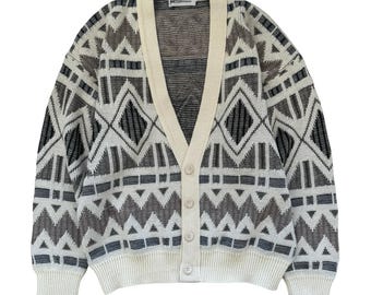 Groot vest met geometrische gebreide details in de stijl van London Fog