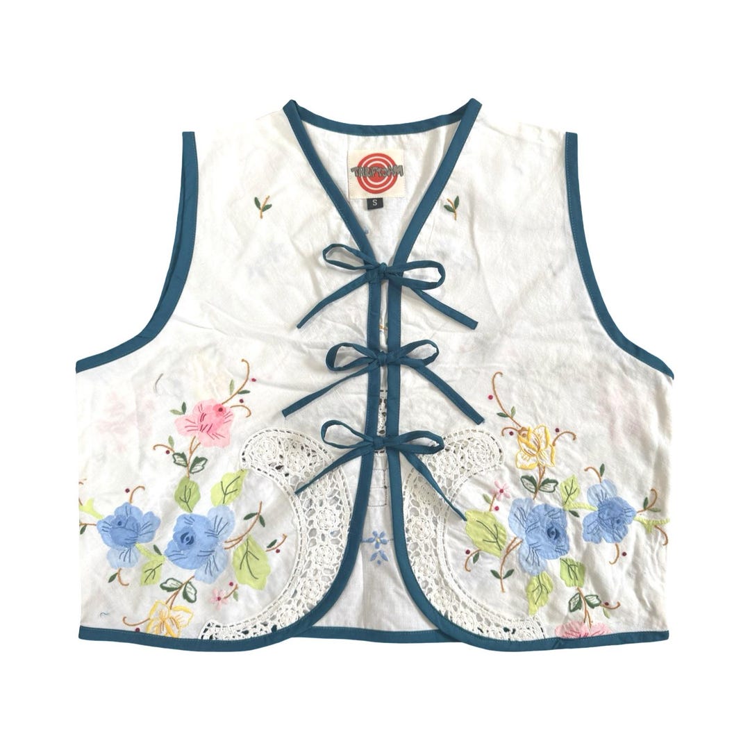 Coastal Garden - Linen Tie Top Rework - Small - Etsy