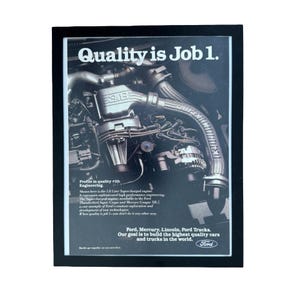 Ford Quality Is Job 1 Supercharged Engine Vintage Car Ad Print Dorm Decor