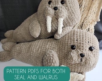 My Puffy Walrus AND Seal PATTERN Bundle Plush Soft Crochet Amigurumi PDF Patterns Only