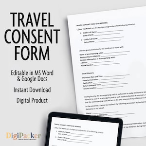 Formulário de Autorização de Viagem para Menores – Versão em Inglês | Editável em Word e Google Docs