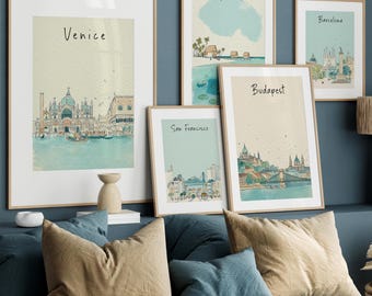 Set of 10 Minimalist City Prints – Mix & Match Wall Art