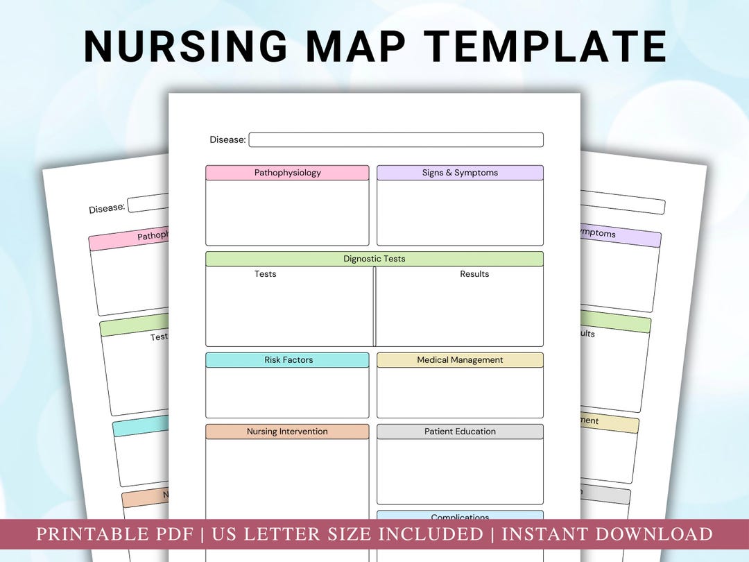 Nursing Concept Map Template Printable, Nursing School Study Guide ...