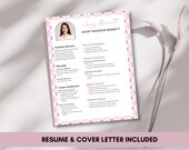 Sorority Rush Resume Template Canva | Cute Pink Resume | College Student CV | Recruitment Resume | Cover Letter | Instant Download A4