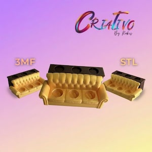 3D printable decorative sofa model available as an instant digital download.