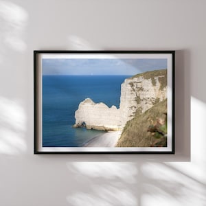 Arte mural de Étretat, arte mural de acantilados, impresión fotográfica de Normandía, Francia, póster de paisaje costero francés, decoración natural de Ocean Arch