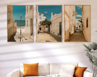 Conjunto de impressão fotográfica de Albufeira Portugal: arte de parede de viagens costeiras