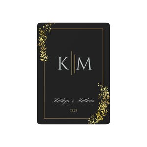 Jeu de cartes à jouer personnalisées pour mariage | Cartes personnalisées élégantes | Cartes de poker pour mariage | Cartes noir et or | Cadeau pour couple | Cartes monogrammes
