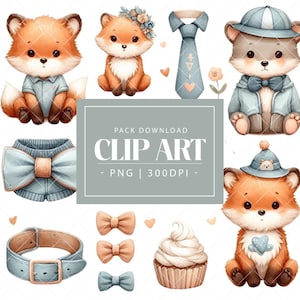 Fête des Pères – Bébé garçon – Ensemble d'images clipart aquarelles – Pack PNG – Célébration de la première fête des Pères de bébé – Fichier numérique