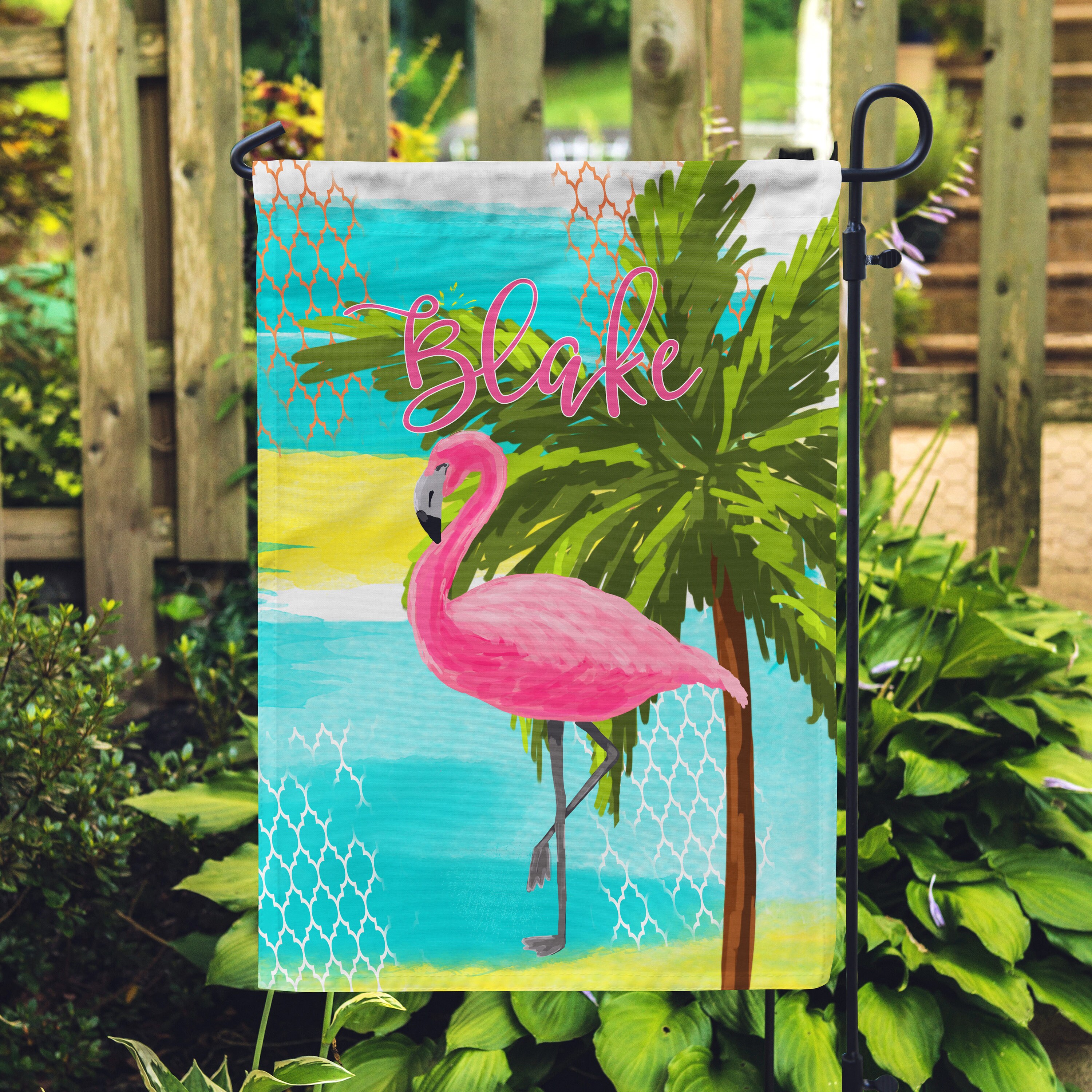 Pink Flamingo Personalized Garden Flag Custom Garden Flag | Etsy