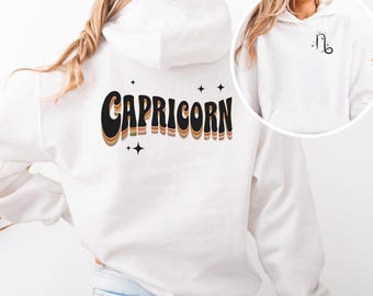 Sweat à capuche du zodiaque Capricorne : sweat-shirt astrologie pour femme, cadeau d'anniversaire