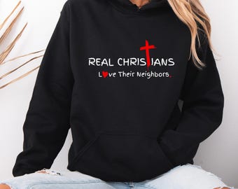 Sweat à capuche Love Thy Neighbor, Christian Apparel, Design minimaliste