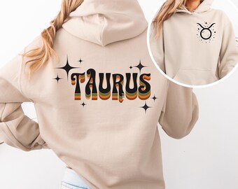 Sudadera con capucha del zodiaco Tauro: sudadera de mezcla gruesa de algodón y poliéster con el signo del zodíaco