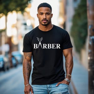 Barber Graphic T-Shirt Scissor Design, Barber Shop Tee