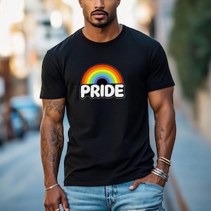 Pride Rainbow Unisex T-Shirt, LGBTQ+ Apparel, Pride Month Shirt, Colorful Pride T-Shirt, Casual Pride Party Wear, Gift for Pride Celebration