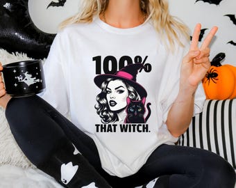 T-shirt Boss Witch Energy : T-shirt graphique d'Halloween avec un chat noir