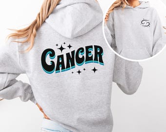 Sweat à capuche zodiaque cancer : sweat-shirt astrologie pour femme, cadeau d'anniversaire juin juillet
