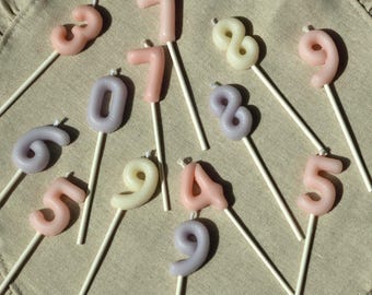Handmade Number Birthday Candle: Soy & Beeswax Cake Topper | Cake candles
