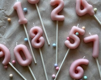 Handmade Number Birthday Candle: Soy & Beeswax Cake Topper|Cake candles