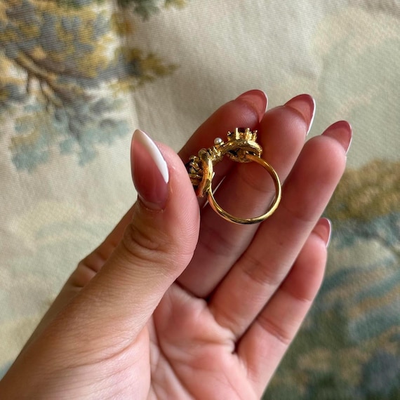 Vintage Ruby Red double Rhinestone Ring - image 5