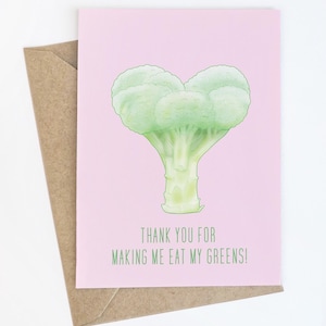 Merci de m'avoir fait manger mes légumes verts - carte de voeux, carte de fête des mères, carte de fête des pères