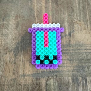 Boba, bubble tea, arte con perline Perler, decorazione per torte, bomboniera