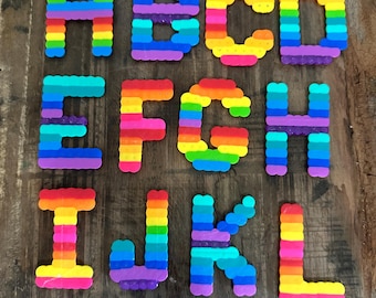 Alphabet, Perler bead art, cake topper, party favors, custom name