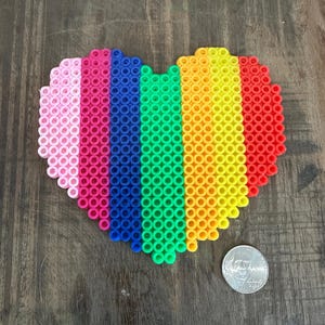 Pride, Rainbow heart, Perler beads, lgbtq, coaster