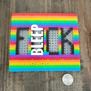 F@CK Perler bead art, funny Perler bead art, coaster
