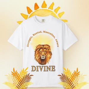 Divine Lion Masculine Shirt, Tee for men, Comfort T-Shirt with Inspirational Quote, Masculine wear, Gift for him