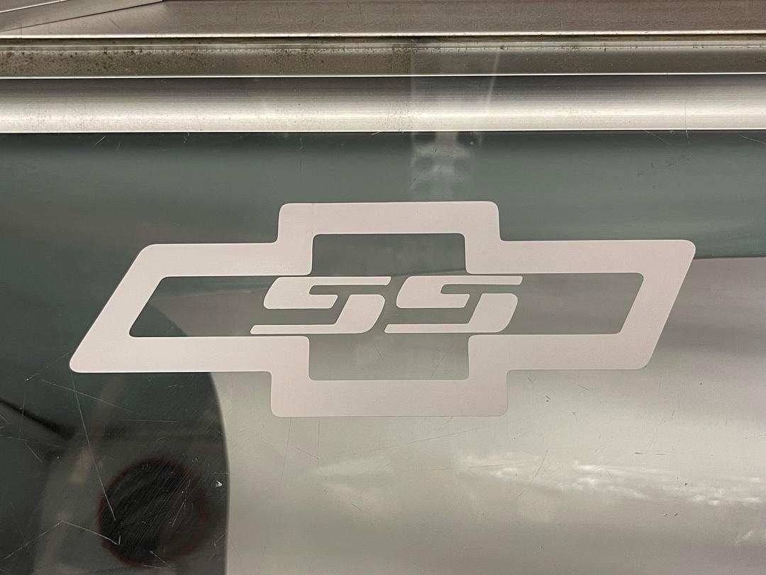 Chevy SS white decal sticker vinyl (8x3.5 inches)